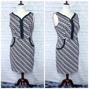 👗|•ROZ & ALI•| Black White Grey & Coral Sheath Dress Size 16 / XL